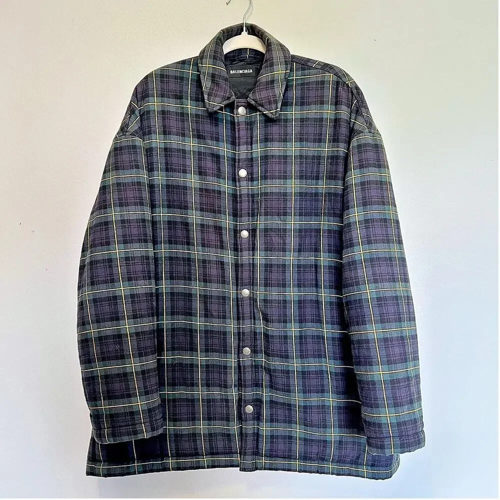 Balenciaga flannel padded puffer jacket